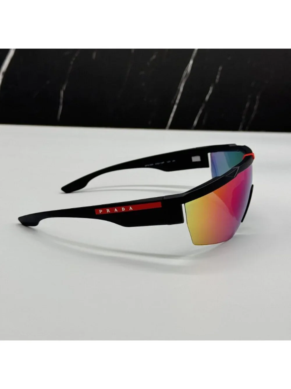 Prada Linea Rossa PS03XS DG008F Men Black Multicolor Sport Sunglasses Authentic